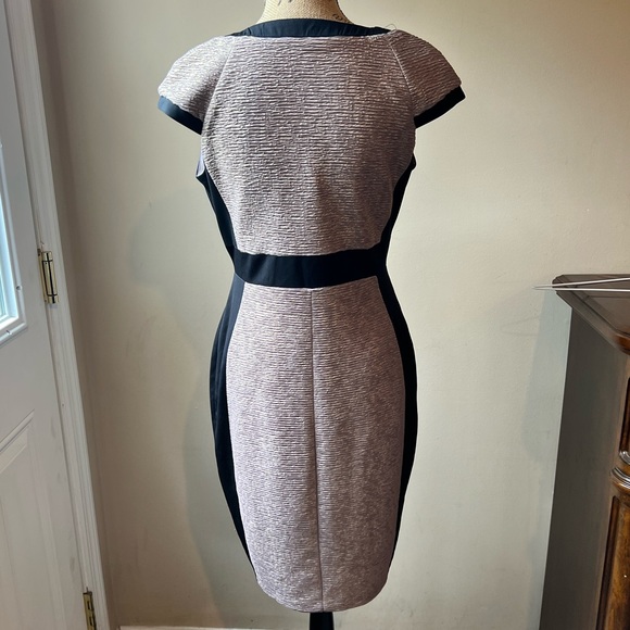 JAX Sheath Gold/Black Bodycon Dress SZ 6 Medium Short Sleeve Full Front Zipper - Picture 5 of 16